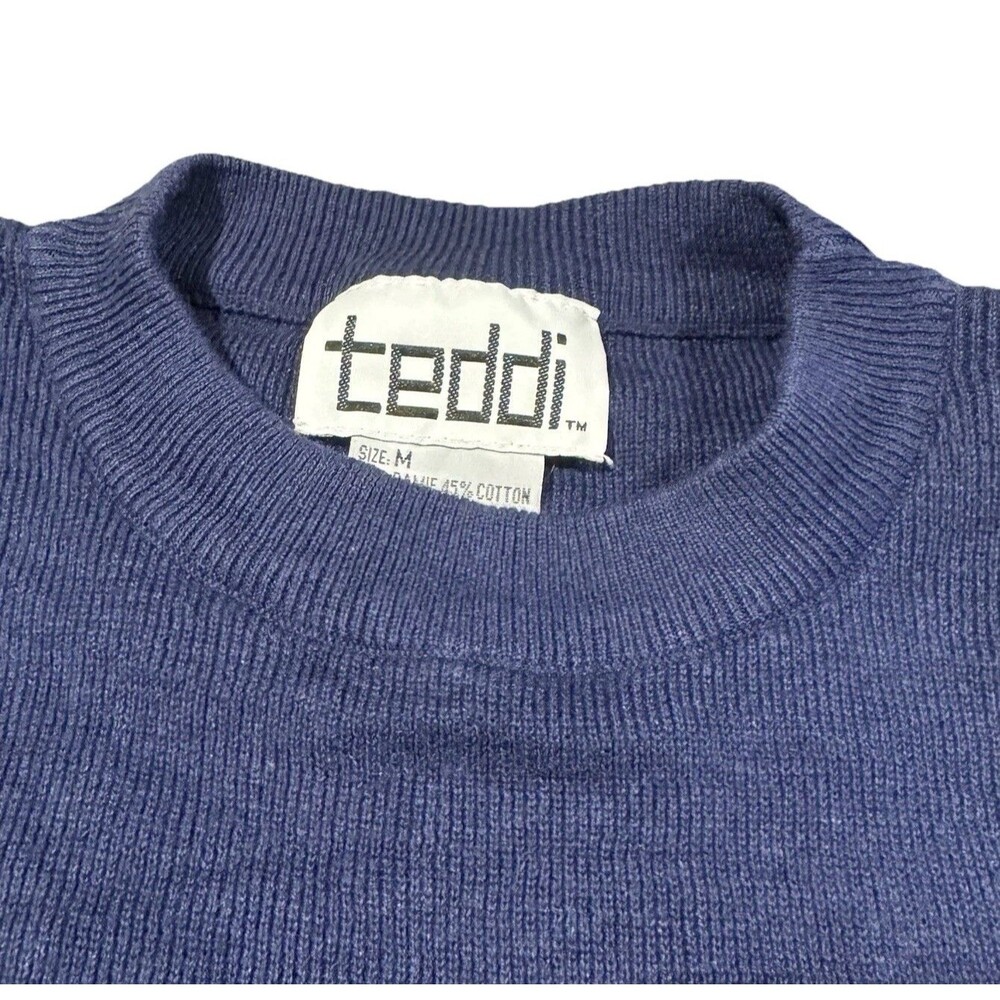 Vintage Teddi Sweater Cardigan Embroidered 3D Granny Core Cottage Size M 80s - Picture 4 of 16